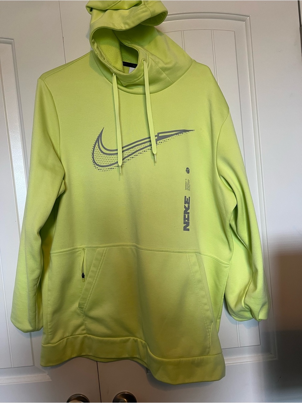Nike Men’s Neon Green Crewneck Hoodie Sweatshirt with Swoosh